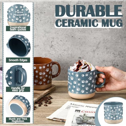 Vet Tech Appreciation Gift Set - 8 Pawsome Ceramic Coffee Mugs, Morandi Colors