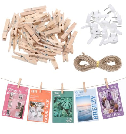 Photo Hanging String with Clips - 32.8ft Natural Jute Wall Display Kit