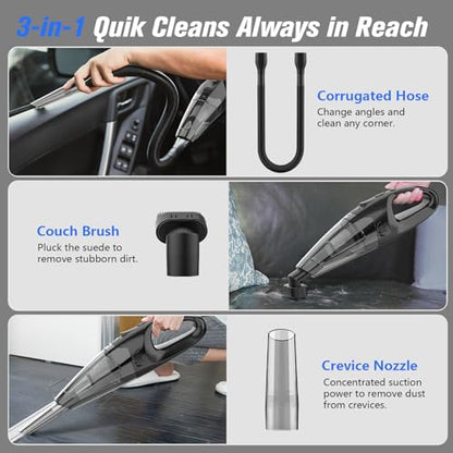 Cordless Handheld Vacuum Cleaner with 12kPa Suction, 25-Minute Runtime