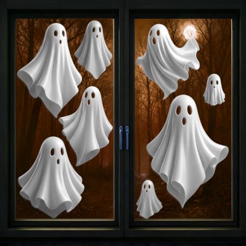 Halloween Ghost Window Clings 2 Sheets 3D Decals Indoor Decor