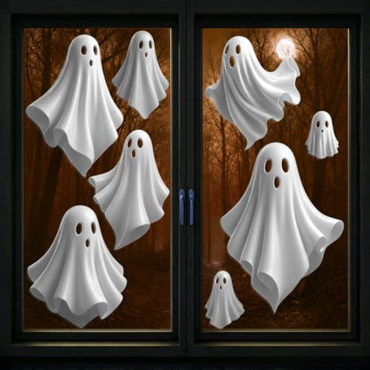 Halloween Ghost Window Clings 2 Sheets 3D Decals Indoor Decor