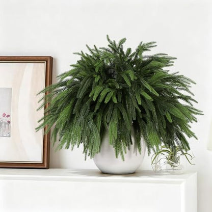 36 Pcs Artificial Norfolk Pine Branches - 17.7 Inch Holiday Greenery Stems
