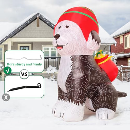 5FT Christmas Inflatables Old English Sheepdog with Gifts Yard Decor
