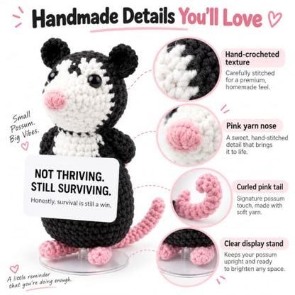 Little Survival Possum Crochet Opossum Gift - Still Surviving Variation