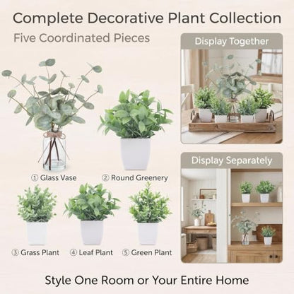 Artificial Plants Set with Faux Eucalyptus & Greenery - White Greenery Variation