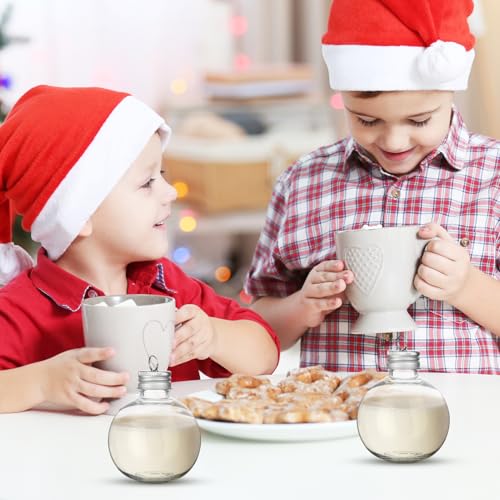Fillable Christmas Drink Balls - 10 Pack 150ml Clear Plastic Ornaments with Silver Caps