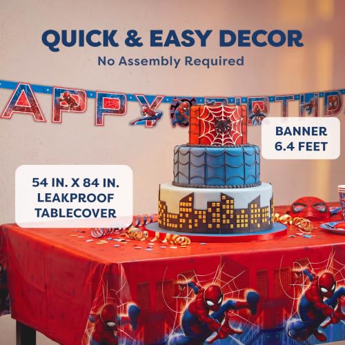 Spider-Man Birthday Decorations Set with Banner, Plates & Napkins