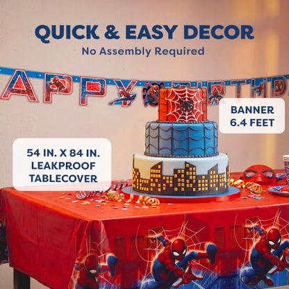 Spider-Man Birthday Decorations Set with Banner, Plates & Napkins