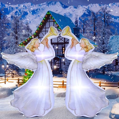 Large Outdoor Christmas Inflatable Angel Decorations with LED Lights, 5.91ft Set