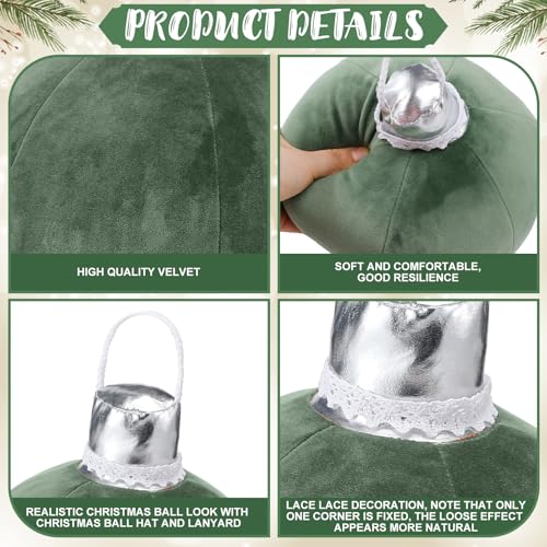 Moss Green Velvet Christmas Bell Pillow Set - 3 Pcs Holiday Decor