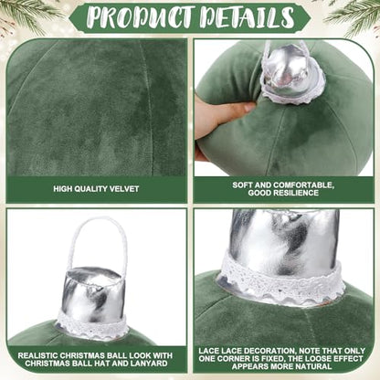 Moss Green Velvet Christmas Bell Pillow Set - 3 Pcs Holiday Decor