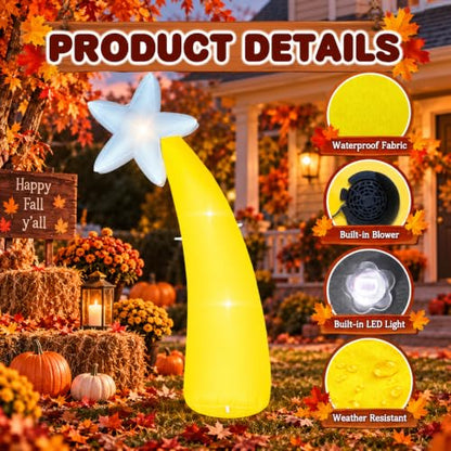 10FT Fall Inflatable Yard Decorations with Yellow Palm Tree & Stars LED Lights
