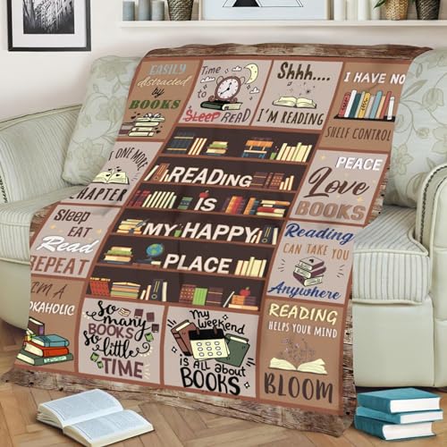 Book Lover Gift Blanket - 50x60 Throw for Women, Librarians, Bookworms - Book Lover Gift Idea - Variation 01