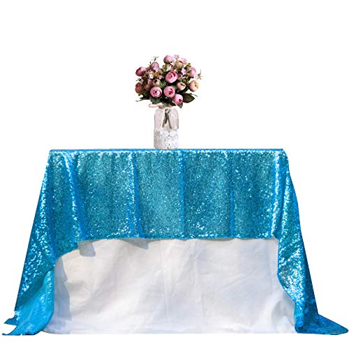 Baby Blue Sequin Tablecloth 50x80 Inch Rectangle Glitter Party Cover
