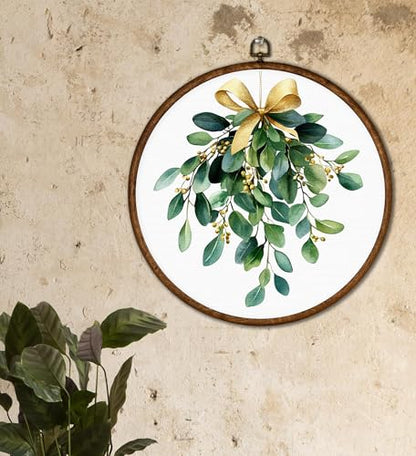 Christmas Hanging Ornament with Bow - Mistletoe Decor for Holiday Season