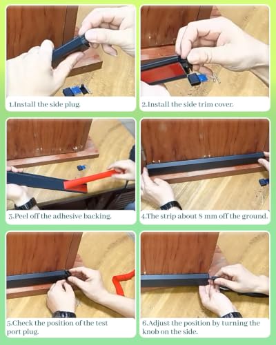 Self-Adhesive Surface Mount Door Sweep 28-86cm Noise & Draft Blocker - Black