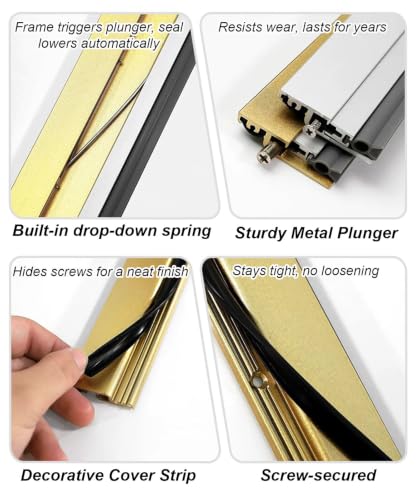 Self-Adjusting Aluminum Door Sweeper 31in/78.7cm Right Side Automatic Seal