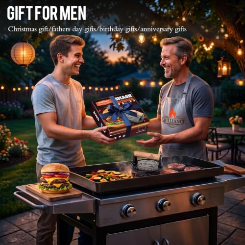 Cast Iron Burger Press Kit - 6.6-inch Flat Smasher for Grilling & Cooking