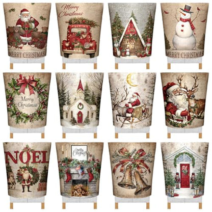 Christmas Snowman Chair Covers 12 Pack - Winter Holiday Slipcovers for Dining Chairs