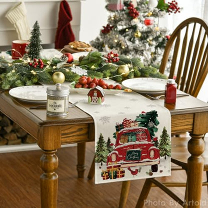 Christmas Table Runner 13x120 Inches - Beige Seasonal Holiday Decor