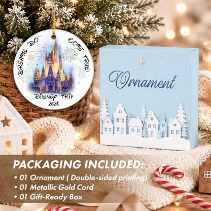 Castle Fireworks Trip Ornament - Magical 2026 Vacation Keepsake for Family Travel