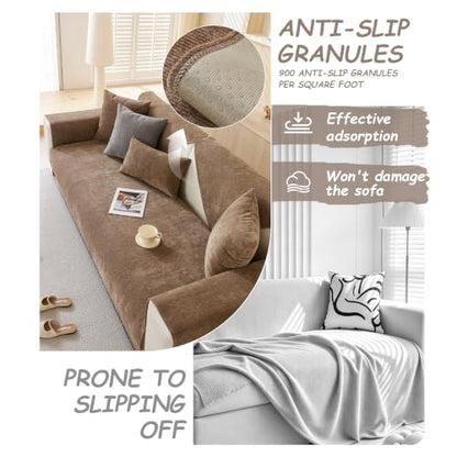 Brown Couch Cover for Leather Sofa - Non-Slip 28x28in Protection