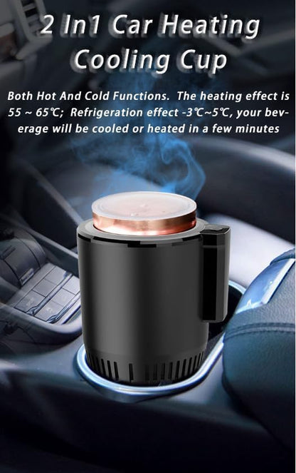 Smart Car Cup Cooler and Warmer, 2-in-1 Car Heating Cooling Cup, 12V-Car Heating Mug, Heating and Cooling Car Cup Holder, with Digital Display (Blue)