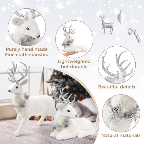 Holiday Reindeer Set of 2 - 18 Inch Sisal Christmas Decorations - Variation of Deer-Set of 2