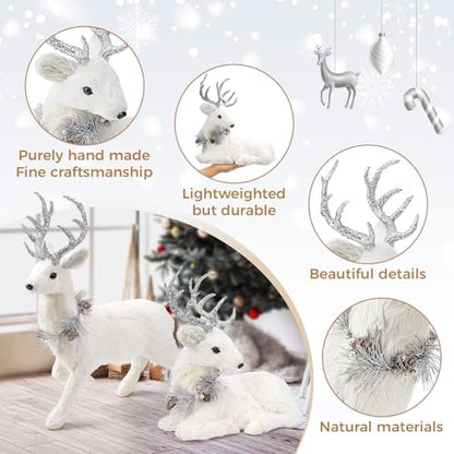 Holiday Reindeer Set of 2 - 18 Inch Sisal Christmas Decorations - Variation of Deer-Set of 2