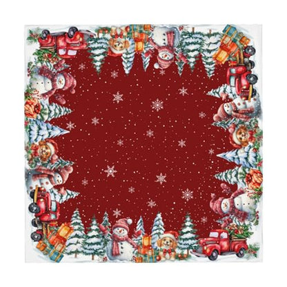 Christmas Square Tablecloth 52x52 Inch Red Snowman Holiday Decor for Dining
