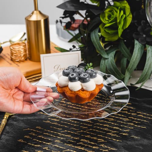Clear Plastic Dessert Plates 7 Inch - Wave Edge, Pack of 72 - Variation: Clear / 7in