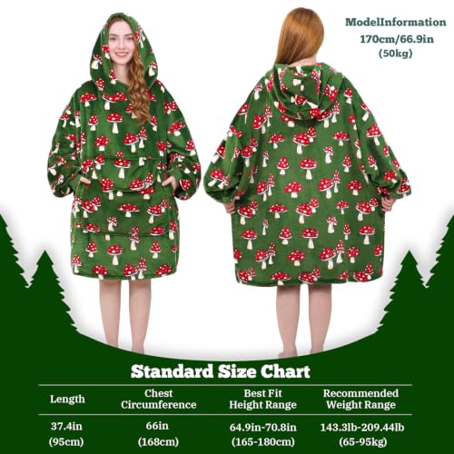 Women Wearable Blanket Hoodie Christmas Mushroom Gifts for Women Adults - Mushroom / Adult