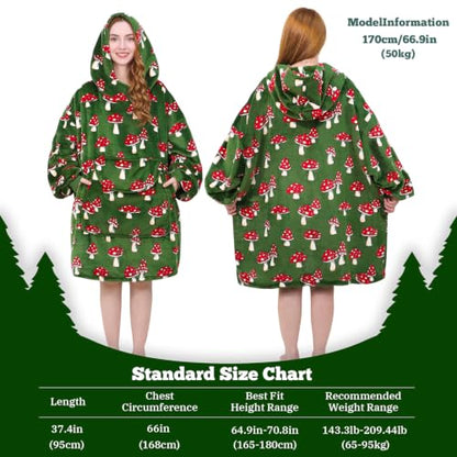Women Wearable Blanket Hoodie Christmas Mushroom Gifts for Women Adults - Mushroom / Adult