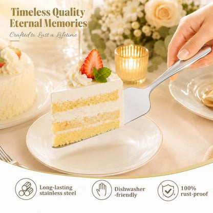 Gold Personalized Wedding Cake Knife & Server Set with Name & Date - Engraved Stainless Steel Cutlery Gift for Weddings & Anniversaries