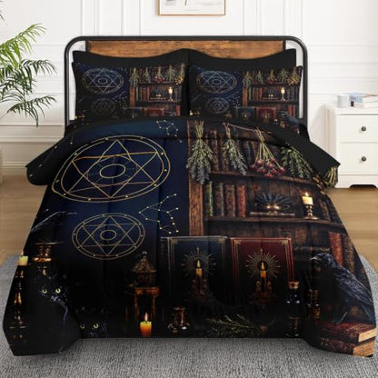 Gothic Witch Queen Size Comforter Set - Soft Cozy Bedding with Pillowcases & Shams