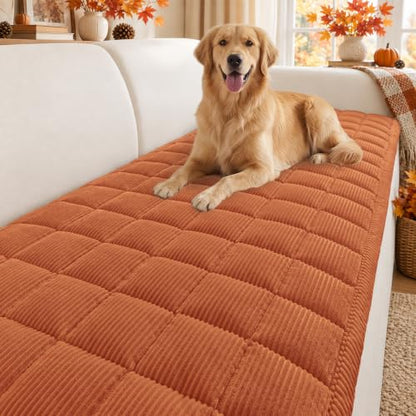 Non-Slip Dog Couch Cover 27.6x70.9 Inches Rust - Washable Pet Sofa Protector