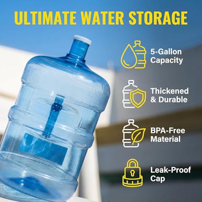 5 Gallon Water Bottle Jug - Reusable BPA-Free Large Capacity Container with Handle