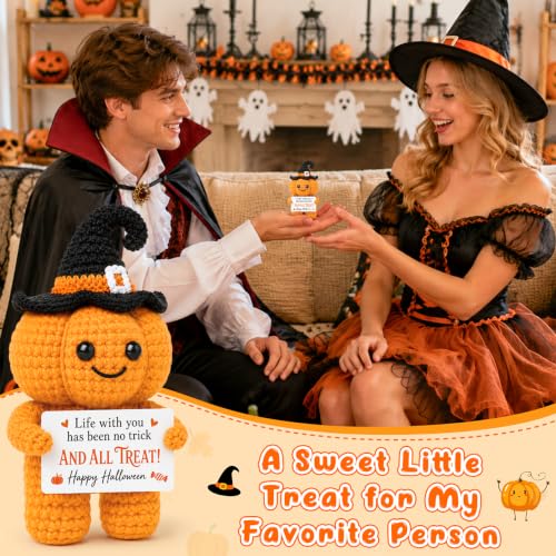 Halloween Crochet Pumpkin Basket Stuffer for Men Women Spooky Gift