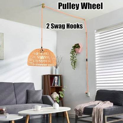 Gold Pulley Wheel for Pendant Lights & Ceiling Fans, Swag Hook Kit