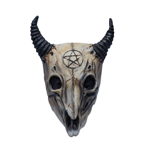 Treasure Gurus Scary Demon Goat Skull Head Full Face Devil Mask Horror Movie Decor Halloween Costume White