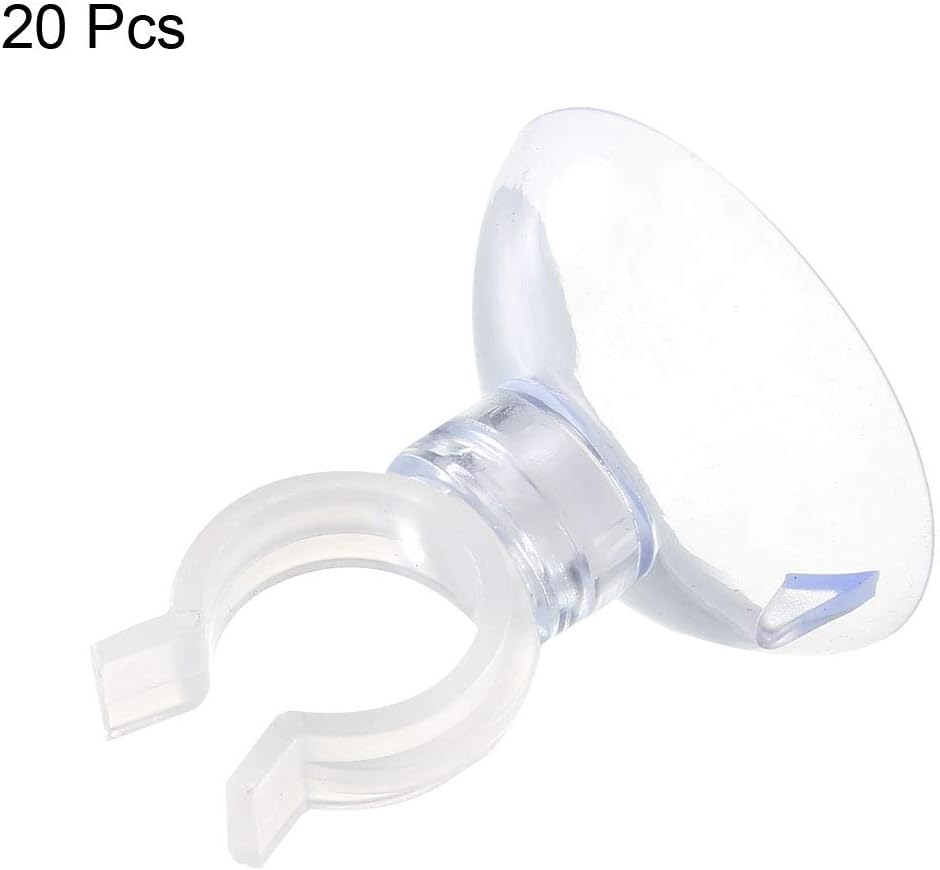 uxcell Aquarium Suction Cup Clips - Durable Airline Tube Holders for Fish Tanks | Clear 13mm, 20 Pcs