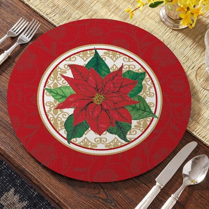 14-Inch Vinyl Christmas Placemats Set of 4 Non-Slip Table Mats for Holiday Decor
