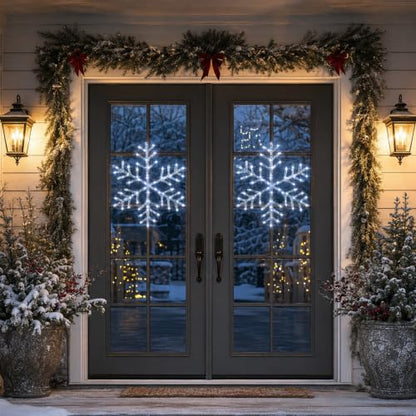 BRIGHTDECK 2 Pack Christmas Snowflake Window Lights - Cool White, Battery Operated