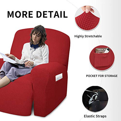 Oversized Recliner Slipcover - Christmas Red, 4 Pieces, X-Large