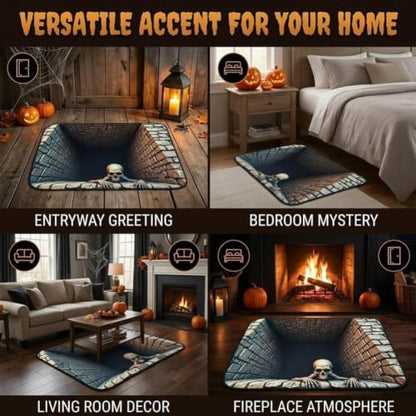 3D Halloween Ghost Skeleton Rug - Optical Illusion Mat, 23.6 x 35.4in, Non-Slip, Durable Fabric