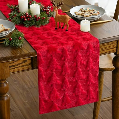 Artscope Christmas Tree Table Runner 13x72 Inch - Red - Holiday Decor
