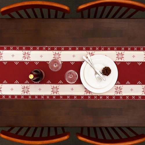 Christmas Snowflake Table Runner 14 x 54 Inch Embroidered Holiday Decor