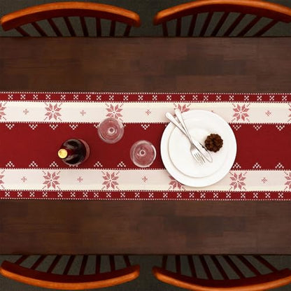 Christmas Snowflake Table Runner 14 x 54 Inch Embroidered Holiday Decor