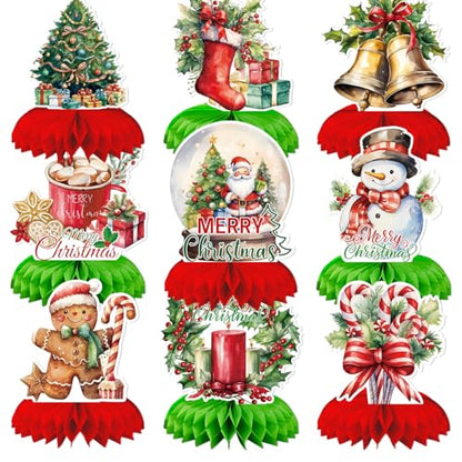 Christmas Honeycomb Centerpieces with Santa Claus for Holiday Table Decor
