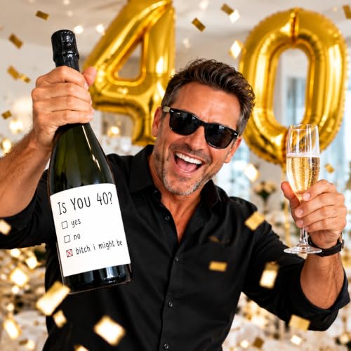 Champagne Bottle Sticker 4.25 x 3.25 Inches Funny 40th Birthday Gift for Men Women - Variation of THIS listing